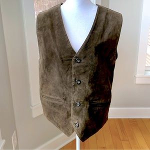 Vintage Wilson’s Leather Brown Genuine Leather Vest Satin Back with Buckle Sz XL